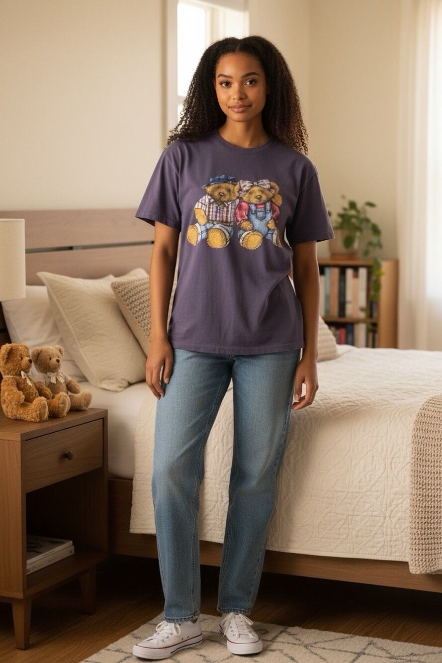 Vintage The Aussie T Company Women's XL Blue Country Teddy Bears SS T-Shirt